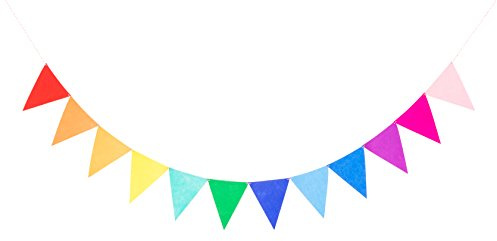 LOVENJOY Pre-Assembled Rainbow Banner Buntings, Felt Fabric Pennant Banner Multicolor for Birthday or Classroom
