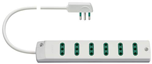 VIMAR Fp00402.C.B Presa Mobile Multipla Con 6 Uscite Sicury Standard Italiano P11, 1,5 M Cavo, Spina Piatta 2P+T 10, Standard Italiano, Bianco