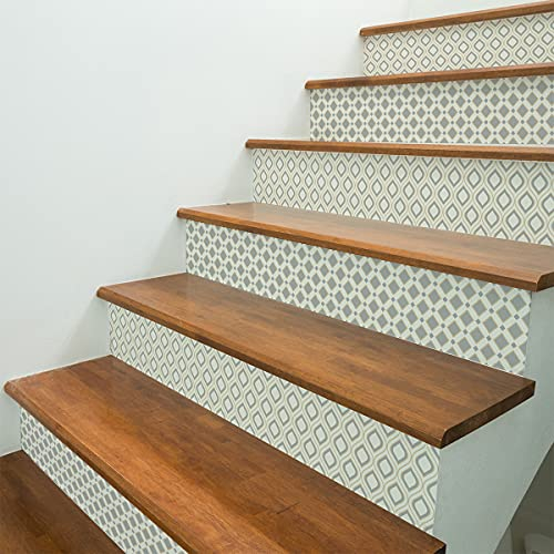 Ambiance Sticker - Jakob - Adhesivo para escaleras de baldosas antihuellas, azulejos de cemento - 2 tiras de 15 x 105 cm - Gris - Vinilo - Moderno - Resistente al agua - Interior