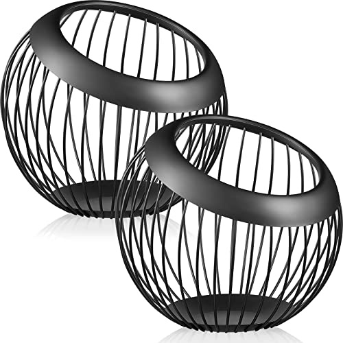 Patelai 2 Pieces Coffee Pods Holder K Pods Holder Large Capacity Coffee Pod Baskets Stainless Steel Cup Organizer Sturdy for Espresso Capsule Pot Storage Metal Wire Fruit Bowl Snack Storage(Black)