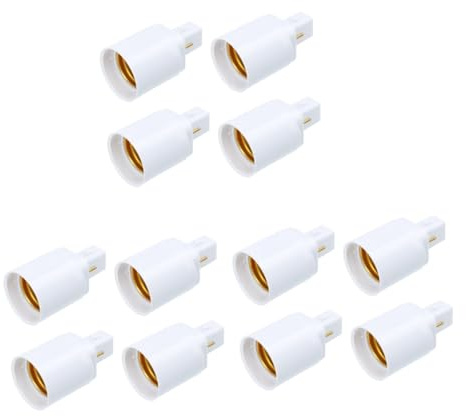 DOITOOL Supporto 12 pezzi G24D conversione testa lampadina a spirale con attacco a spina 3 portalampada E27 adattatore attacco [materiale metallico] nichelato