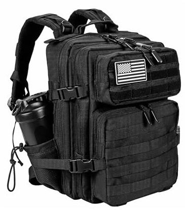 LHI Tactical Military Backpack for Men and Women 25L Army Assault Pack Bag Large Rucksack with Molle System - Black