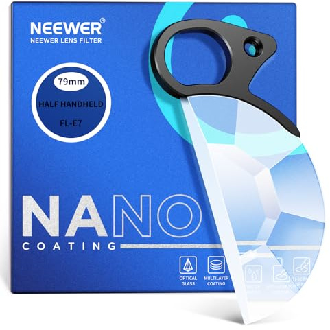 Neewer 79mm Handheld Half Moon Kaleidoscope Prism Lens Filter with Hand Grip, 1/4 Threaded Hole for Small Tripod Magic Arm, K9 Optical Crystal Semicircular Glass Effect Filter