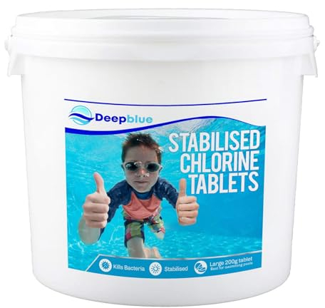 Deep Blue - 200g STABILISED Chlorine Tablets 5Kg SLOW RELEASE - Efficient Pool Cleaning with Deep Blue 200g STABILISED Chlorine Tablets 5kg - Professional Grade Formula for Crystal Clear Water