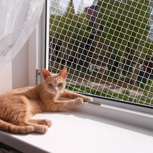 QILUCKY Filet de protection pour chat en fibre de polyester, pour balcon, peut être coupé et résistant aux morsures, pour sécuriser la terrasse, les fenêtres et les portes, 3 x 6 m