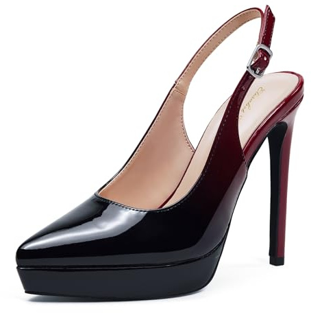 Zhabtuc Zapatos de Salón con Plataforma de 12,5 cm, Punta Cerrada, Tacón de Aguja Destalonado para Mujer, Zapatos de Noche para un Andar Femenino y Seguro