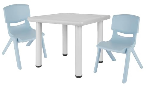 Bieco Mesa infantil con 2 sillas | para interior y exterior | mesa apilable y resistente a la inclinación | mesa de manualidades y pintura para niños