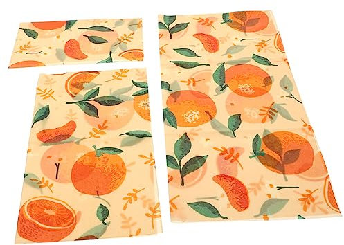 SEWOART 3 Sheets Sustainable Beeswax Food Wraps Reusable Organic Cotton Cloths to Keep Food Fresh Eco Friendly Beeswax Preservation Cloths for Kitchen Storage