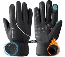 HIKENTURE Gants d'hiver Imperméables et Tactiles pour Cyclisme - Homme et Femme - Chaud, Coupe-Vent et Antidérapant - avec Polaire - pour Vélo, VTT, Ski, Trottinette, Course ou Randonnée - Noir, M