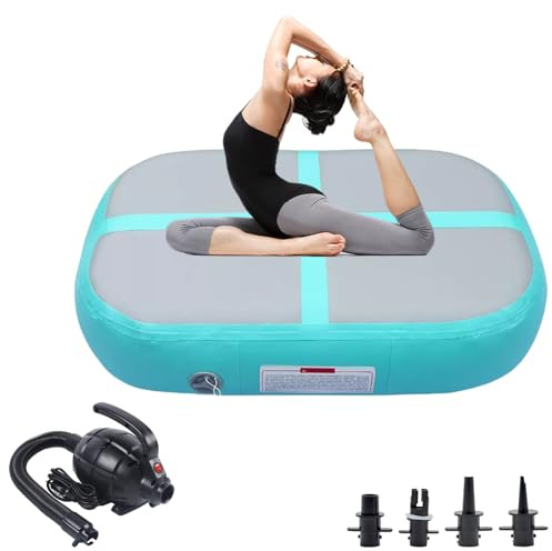 Air Matte Track, colchoneta hinchable Airtrack con bomba de aire, 100 cm, esterilla de gimnasia, esterilla de entrenamiento para casa, al aire libre, yoga, gimnasia de ejercicio