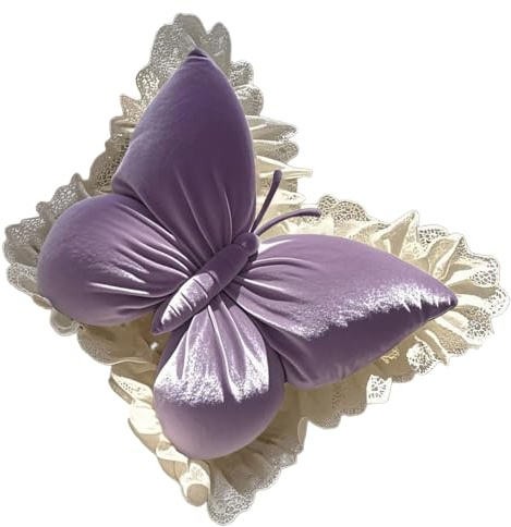 Elegante cuscino a forma di fiocco con design ad ali in pizzo rifinito per la decorazione della casa, per donne e ragazze, regalo per sedile lombare