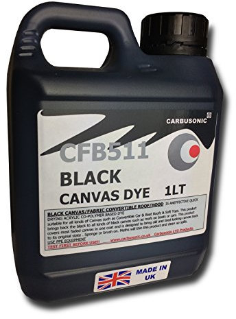 Carbusonic Black convertible roof dye soft top hood canvas restorer, restores colour to fabrics. Change the colour of convertible roofs and soft tops.