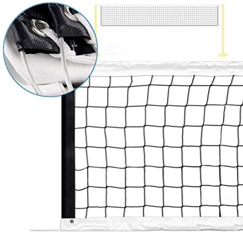 PROGOAL Replacement Professional Sports Volleyball Net with High Strength Cable & Two Side Tape Reinforcement Dowels，4 Inch Square Mesh Heavy-Duty Net for Indoor Outdoor（Standard 3'H x 32'L）
