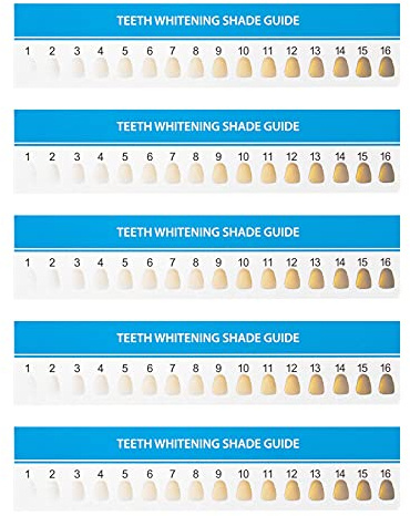 Framendino, 20 Pack Teeth Whitening Shade Guide Paper Tooth Bleaching Chart for Household Oral Care