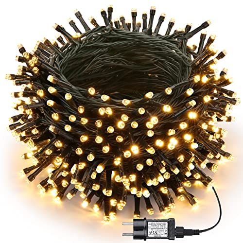 Joomer Luces de Navidad Exterior Enchufe, 40M 400LED Luces Arbol Navidad, 8 Modos LED Guirnalda Exterior Navideñas Impermeable Timer para Festivales Fiestas Jardines Patio(Blanco Cálido)