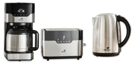Senya Frühstücksset – Thermo-Kaffeemaschine, Toaster mit Touchscreen und Wasserkocher aus Edelstahl, 1,7 l