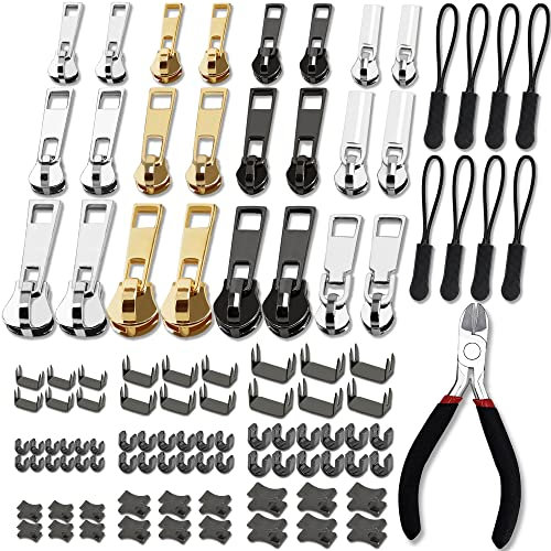 Haraqi Zip Repair Kit(105pcs), Zip Repair Set, Zipper Pull Replacement, Zipper Repair Kit, Universal Zipper Pull Accessories (3 Sizes: #3/5/8)