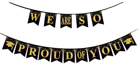 Eterspr svarta partydekorationer, partybanderoll för examen, girlang banderoller, används för fester, födelsedagar och fester