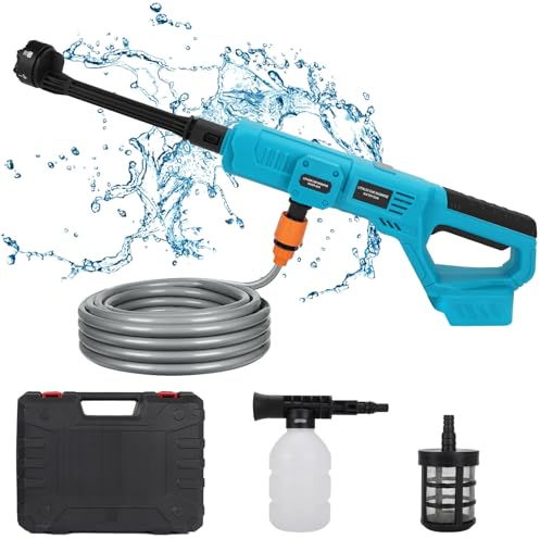 Akku Hochdruckreiniger für Makita 18V Akku, Tragbarer Hochdruckreiniger mit 6-IN-1 Düse, 5M Schlauch, Mobile Hochdruckreiniger für Auto, Terrasse, Rasen, Garten, Zaun (Ohne Akku)
