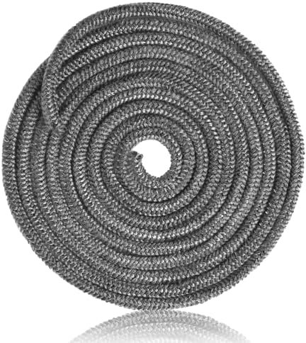 Joint Tressé pour Insert et Poêle 6 mm x 2,5 m, Joint Noir en Fibre de Verre, Imprégnée de Graphite, Joint d'Étanchéité en Fibre de Verre, Corde de Joint de Cheminée Remplacement