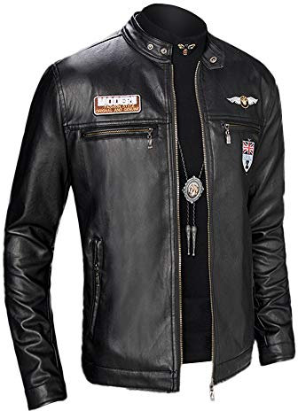 Sunnyuk Giubbotto Moto Uomo Giubbino con Protezioni Pelle Giacca Moto Regular Fit Casual Chiodo Metal Biker Giubbotto Moto Leggera Elegante Giacche Moto Sportiva Rinfrescante Comode