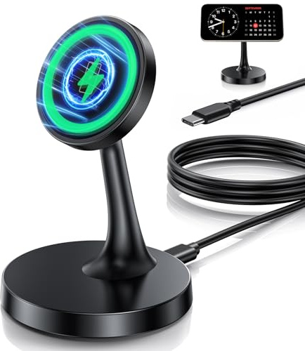 Magnetic Wireless Charger iPhone Stand 15W Fast Mag-Safe Charger for iPhone 18/18 Pro/18 Air/18 Pro Max 17/16/15/14/13/12 Series Apple Magnet Wireless Charging Station/Pad for AirPods