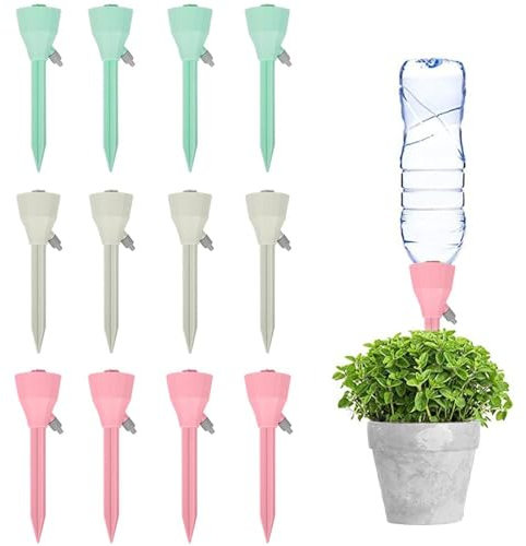 Uoimky Irrigation Goutte à Goutte Kit, 12Pcs Arrosage Plantes Automatique avec Vannes arrosages automatiques réglables Goutte à Goutte Bouteille pour Les Plantes d'intérieur et d'extérieur