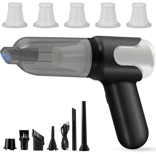 XUANHONG-TECH Handstaubsauger Akku 4-in-1, 25000PA Auto Staubsauger Stark, Handstaubsauger Kabellos Mini Staubsauger für PC, Küche, Sofa, Büro, Auto, Tierhaar Staubbürste (Schwarz)