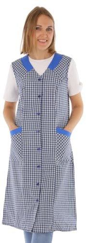 Tablier blouse pour femme en tissu mélangé à carreaux sans manches, tablier de cuisine, 48