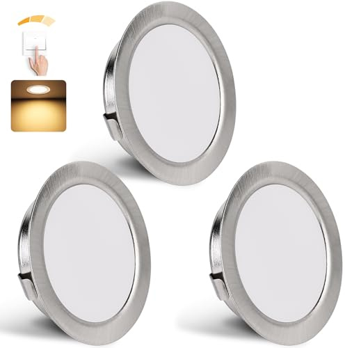 YindaLux Set di 3 Faretti LED da Incasso Dimmerabili 230V 3W 3000K Caldo per Cartongesso, 15mm Ultrapiatto 300LM Foro 55-58mm, IP44 LED Soffitto per Cucina, Nichel