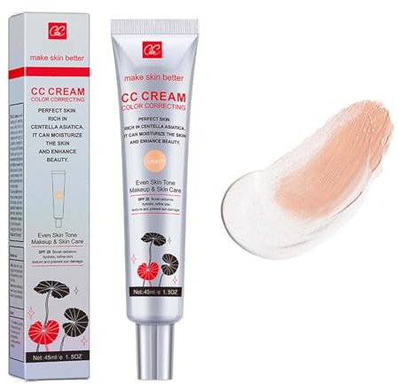 CC Cream with Centella Asiatica - SPF 25 CC Cream Foundation - Concealer Full Coverage Moisturiser Silky cream Even Skin Tone - Color Correcting Makeup Suitable for All Skin (Light)