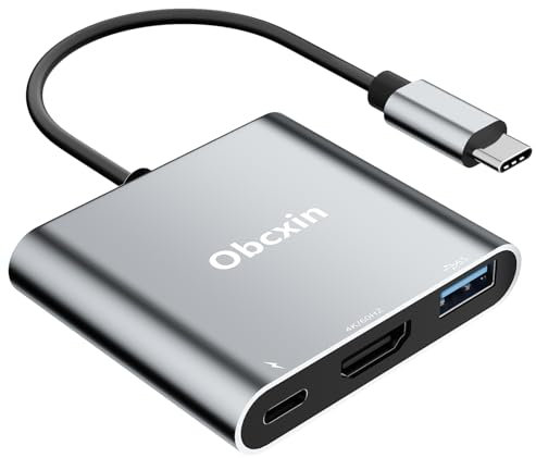 Obcxin USB C auf HDMI Adapter, 4K@60HZ HDMI zu U-S-B C Adapter mit 100W PD & USB 3.0 Port, Multi Port Digital AV Converter für MacBook Pro/Air, iPad,Laptop, Samung, Surface etc