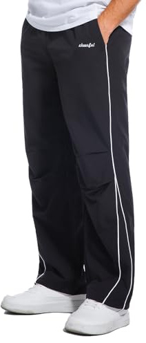 HAWILAND Pantalones de chándal largos para hombre, pantalones largos de entrenamiento, ligeros, anchos, con bolsillos, para deporte, gimnasio, fitness, Negro , XXL