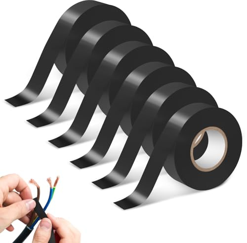 Staranry 6 Pezzi 15mm x 20m Nastro Isolante Nero, Nastro Autoagglomerante, Nastro Telato Nero per Isolare, Riparare e Legare, per Elettriche, Automobilistiche e Di Attrezzature