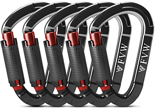 25KN Karabiner Klettern Kletterausrüstung,5 Stück Auto Locking Kletterkarabiner Clips für Hängematten, Schaukel, Locking Hundeleine und Geschirr, Camping, Wandern & Utility (Black*5)