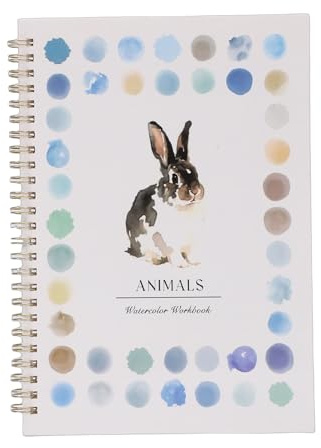 Elprico Cahier D'exercices D'Aquarelle, Relaxant et Facile à Peindre, Livre de Coloriage à L'eau pour Débutant avec Pinceau Aquarelle 12 Couleurs, Parfait pour Offrir pour Stimuler la (Animaux)