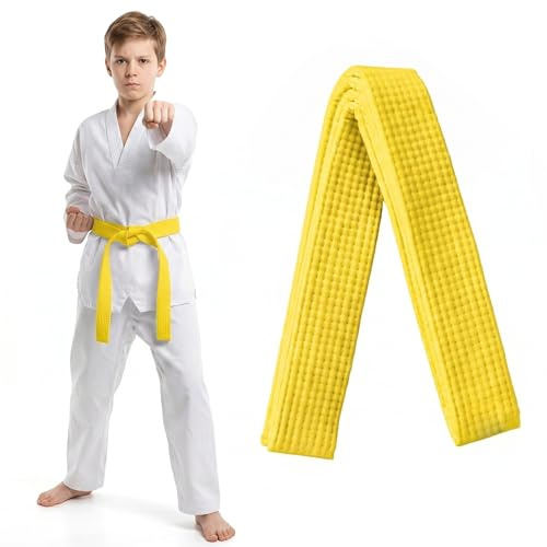 IDRBEH 1 pcs Ceintures D'arts Martiaux, Ceinture de Karaté de 280cm, Jaune Ceintures de Judo, Ceinture de taekwondo pour karaté ceinture de sport Ceinture Accessoire de sport de combat Taekwondo