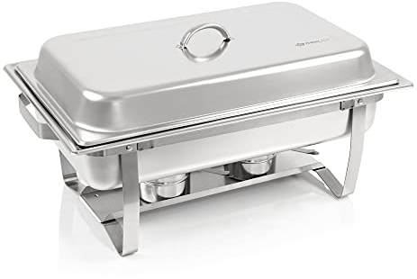 Mahlzeit Chafing Dish | Edelstahl Warmhaltebehälter | Speisenwärmer | Wärmebehälter | Rechaud für Catering, Buffet und Party (Nancy (1x 1/2 GN + 2X 1/4 GN-Behälter))