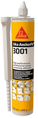 Sika - Sika AnchorFix 3001, Grigio - Adesivo per ancoraggi - Per fissaggio barre filettate e d'armatura in calcestruzzo, ecc. - 250 ml