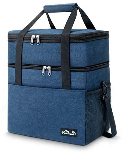Viedouce Borsa Termica Pranzo 21L, Espandibile Borsa Frigo Isotermica per Uomo Donna, Doppi Scomparti Impermeabile Borsa Termica Grande con Tracolla & Apri Birra per Esterni/Campeggio/Viaggi