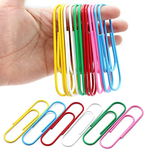 Anvin Confezione da 30 graffette grandi da 10 cm, formato grande, 10 cm, per documenti, lavoro, organizzazione di casa, ufficio, forniture scolastiche (antiruggine e multicolore)