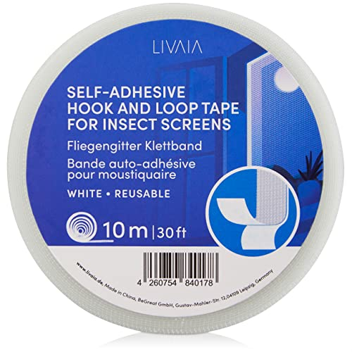 Cinta adhesiva para mosquiteras de ventanas: 10m de cinta autoadhesiva blanca para mosquiteras en el marco de la ventana – cinta adhesiva doble cara para malla mosquitera – cinta con adhesivo LIVAIA