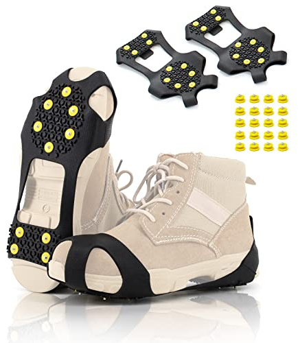 byhsports Ice Cleats Snow Grips, Non-Slip Traction Crampons 10 Steel Studs with Extra 20 Replacement Studs, for Shoes/Boots, Snow Ice Walking Visit the Xproutdoor Store (XL)