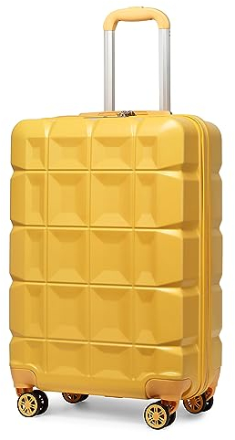 KONO Handgepäck Koffer Trolley Handgepäck 54cm Zwillingsrollen ABS Hartschalenkoffer Reisekoffer mit TSA Schloss 4 Rollen, 54x34x22cm (Koffer Handgepäck, Gelb)