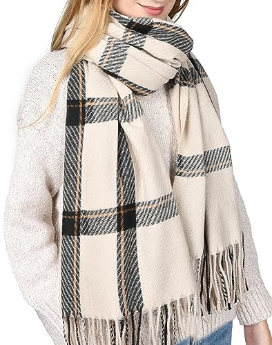 FURTALK Damen Herbst Winter Großer Karo Warm Weich Schal