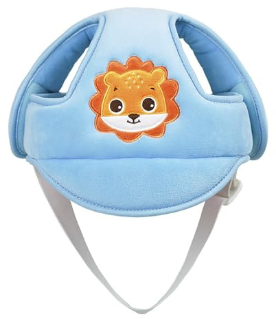 Casque de Sécurité pour Bébé Chapeau Infantile Tête Protection Casque Bebe Anti-Choc Chapeau de Coton pour Enfant Réglable Casque de Sécurité Apprendre à Ramper et à Marcher pour Enfants de 0 à 3 Bleu