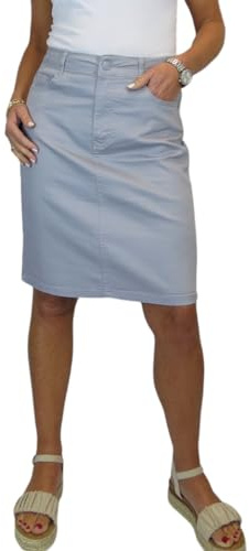 Paulo Due Falda De Lápiz Estilo Jeans Elásticos De Algodón Pesado para Mujer Casual Gris 36-48 (40)