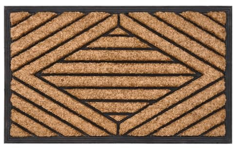 EHC Coir Door Mats Indoor & Outdoor Mat, Rubber Backing Heavy Duty Doormats Dirt trapper door mats for Front Door, Patio or Entrance, Natural, 45 x 75 cm