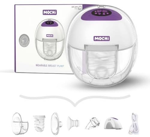 Mochi Wearable Breast Pump – Wireless, Silent & Hands-Free – 4 Modes & 15 Levels – Smart Memory, Digital Display & Auto Shut-Off – Portable & Comfortable Electric Pump for Breastfeeding Mums