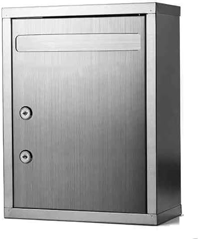 YCXJB Buzon Exterior Acero INOX con Cerradura, Buzones para Montaje en Pared de Correo, Caixa de Correo Exterior con Doble Cerradura de Gran Capacidad, 26 x 13 x 34 cm